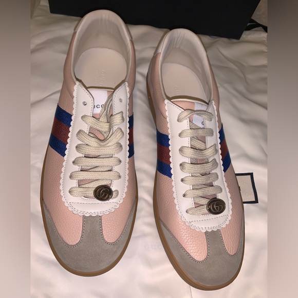 Gucci Multicolor Suede And Leather Web Low Top Sneakers - Picture 2 of 7